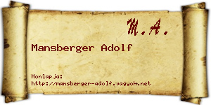 Mansberger Adolf névjegykártya